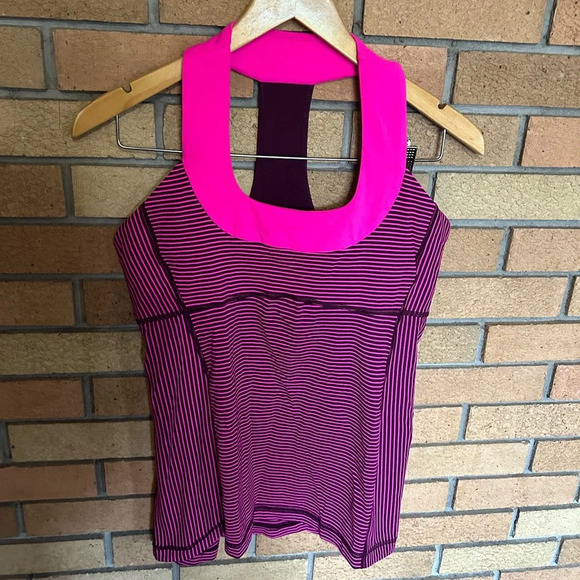 Lululemon Scoop Neck Tank Hyper Stripe Raspberry Glo Light/Raspberry Glo Light - Picture 1 of 5